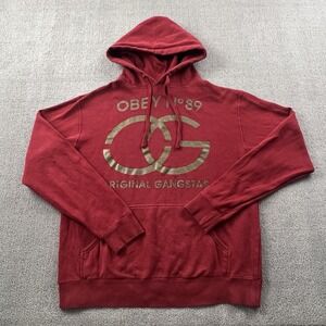 Obey Hoodie Adult Medium Red Long Sleeve Lightweight OG Casual Men's